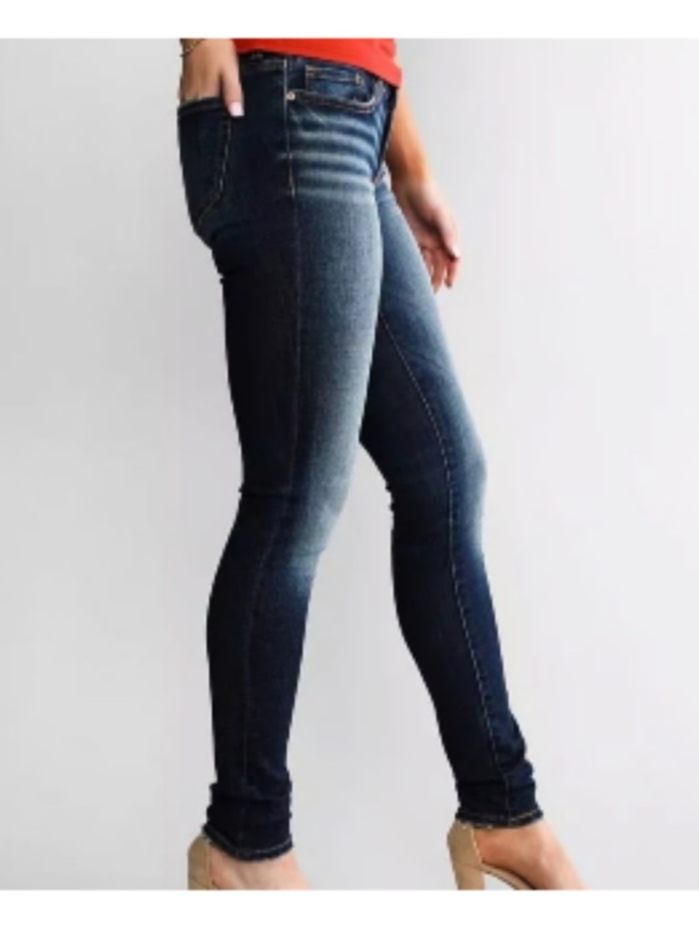 BKE Stella Slim Fit Mid Rise Skinny Deep Wash Stretch Jeans Size 26x33.5